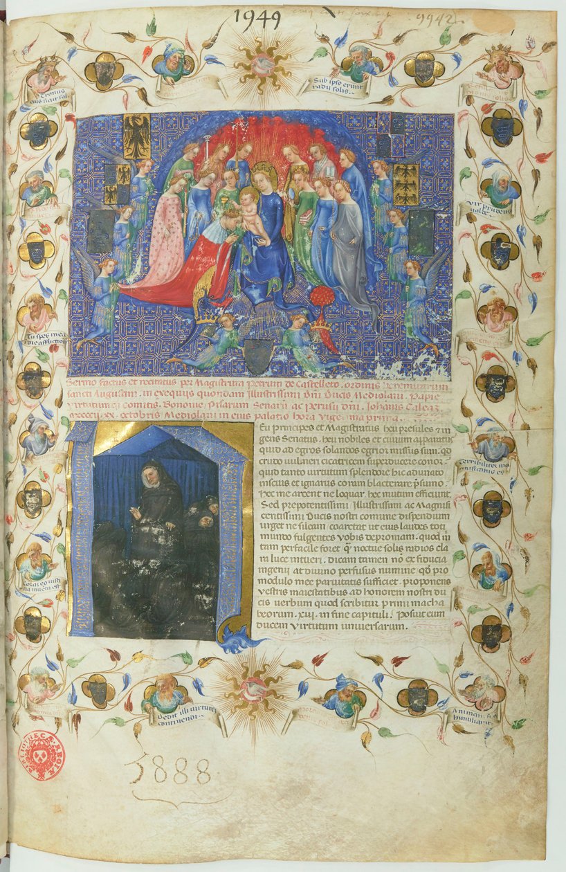 维斯康蒂家谱》（BNF，ms lat.5888）btv1b10020318d，f13 作者 Michelino Molinari da Besozzo