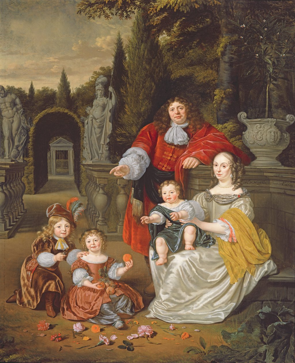 1670年露台上的家庭小组 作者 米歇尔·范·穆瑟（Michiel van Musscher）