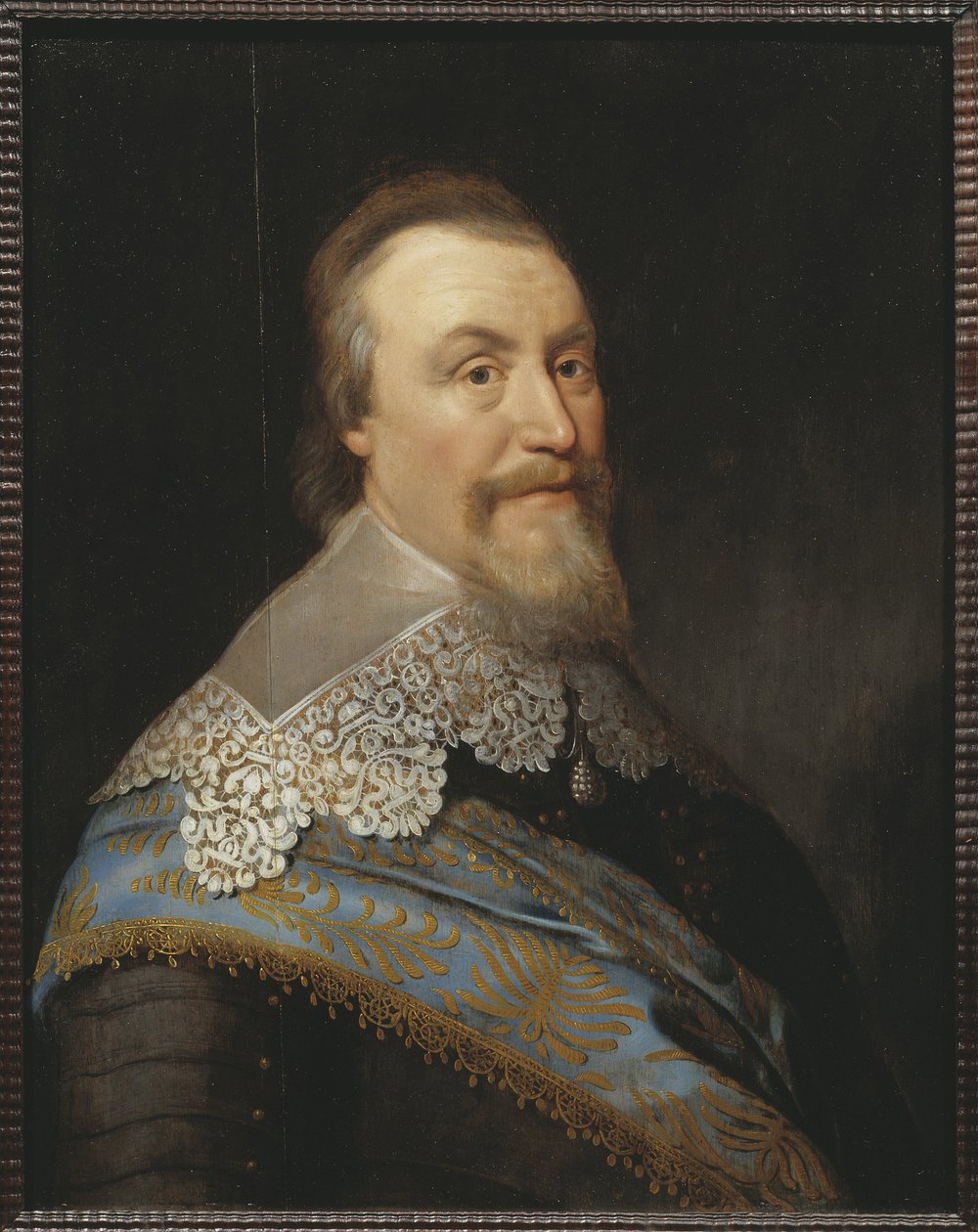 Axel Oxenstierna 伯爵 (Oxenstjerna) (1583-1654) 的肖像，Mierevelt (Mierveld, Mireveldt), Michiel Jansz。 的，车间的。 木头上的油。 尺寸：74x57.5 厘米。 斯德哥尔摩国家博物馆 作者 米歇尔·詹斯（Michiel Jansz）。范（Miereveld的工作室）