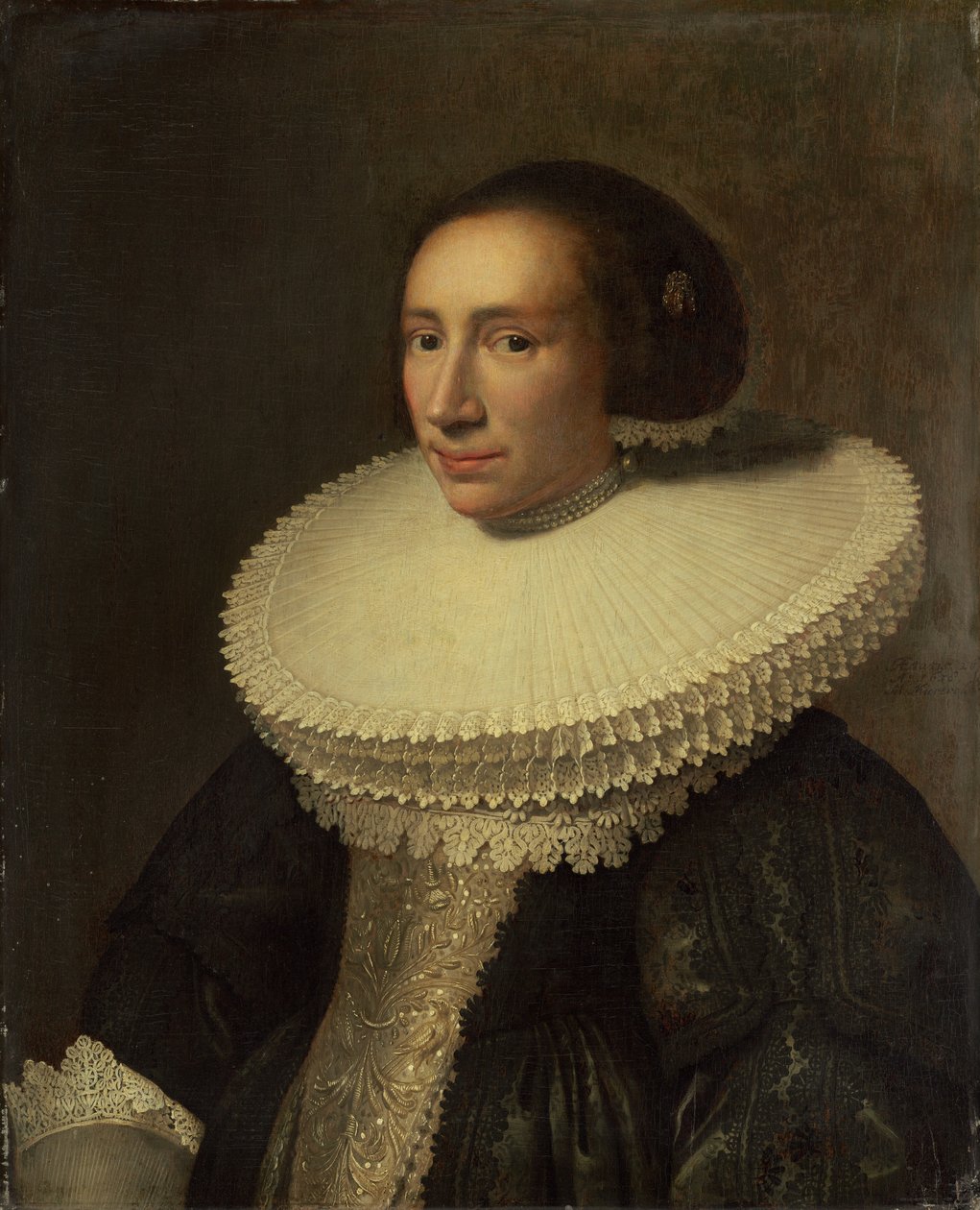 戴围脖的女士肖像，1638年。 作者 米歇尔·詹斯·范·米耶维德（Michiel Jansz van Miereveld）