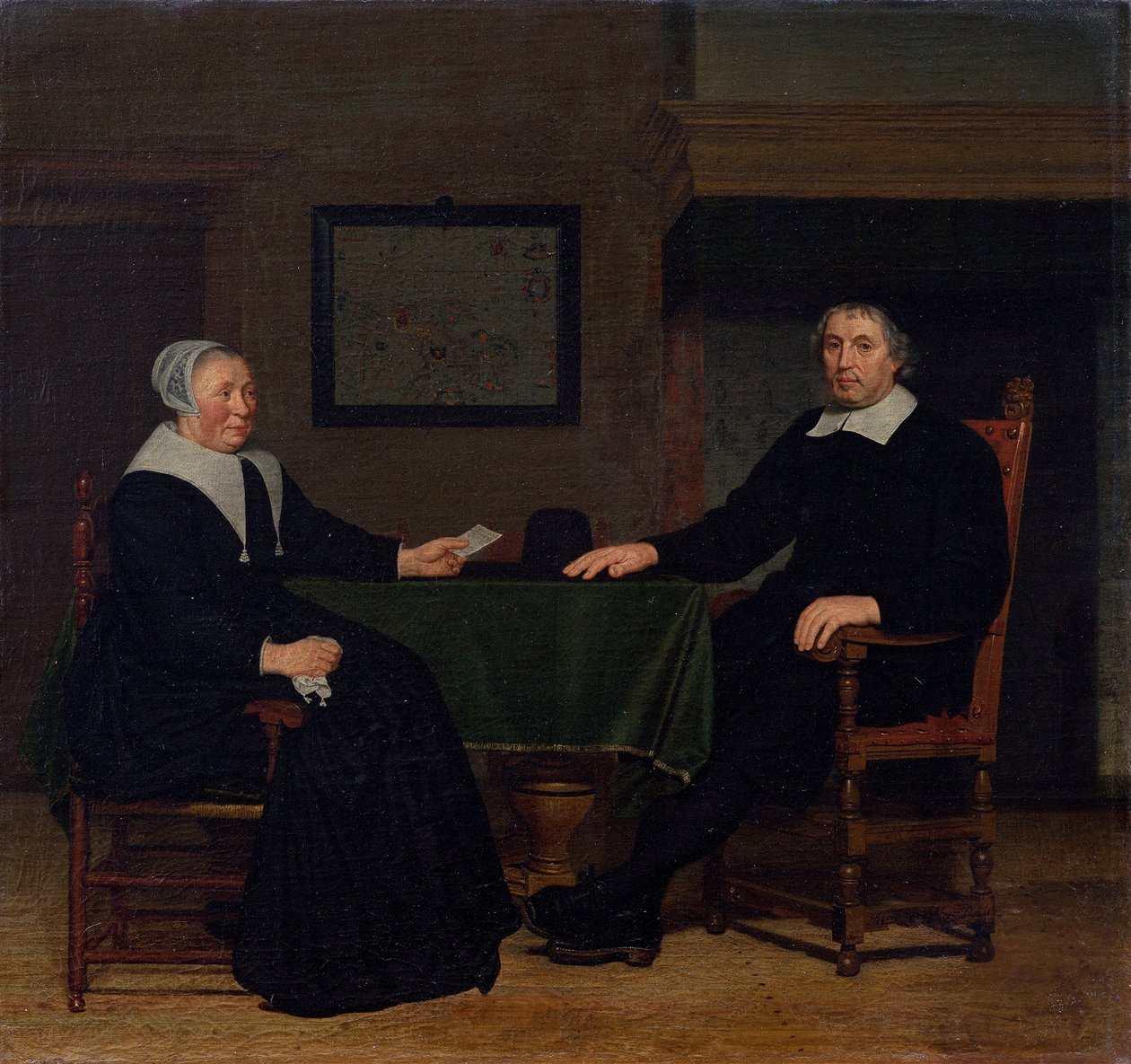 阿德里安-科弗（Adriaen Corver）及其妻子 Rijckje Theulingh 的肖像。 作者 米歇尔·范·穆瑟（Michiel van Musscher）