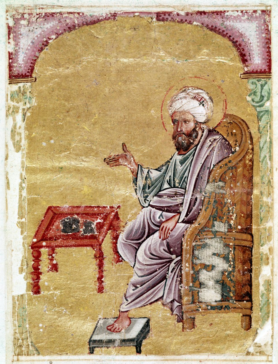 Ahmed III.2127 f.1v，Dioscorides，来自Dioscorides的De Materica Medica的阿拉伯手稿，1229页（不透明的wc和黄金在纸上） 作者 中东学校中东学校