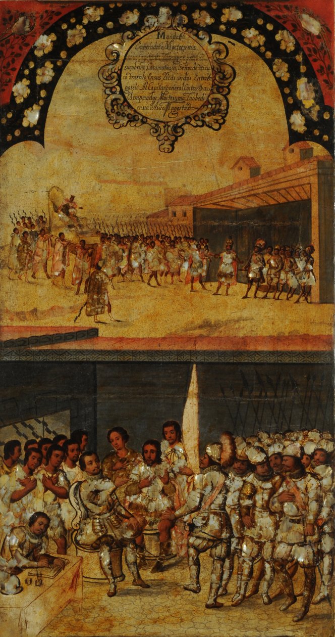征服墨西哥，第十五板块，约1696-1715（木板画） 作者 米格尔·冈萨雷斯