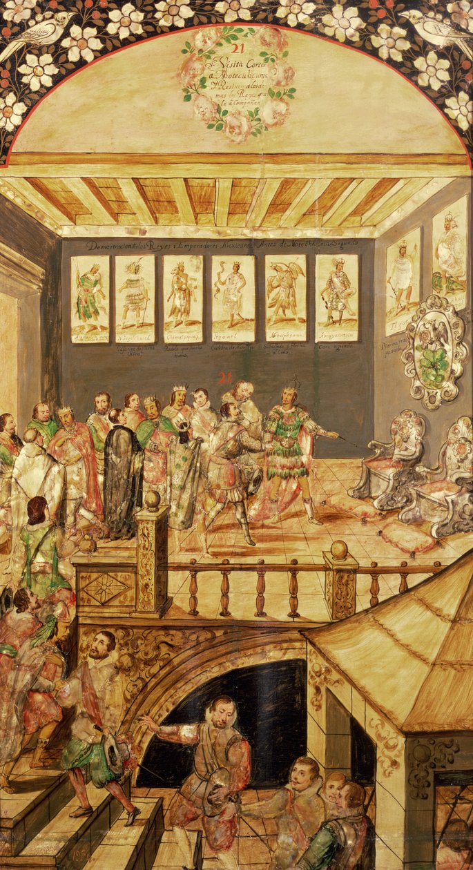 征服墨西哥：1620年1520年，Hernando Cortes（1485-1547）访问Montezuma（1466-1520） 作者 米格尔和胡安·冈萨雷斯