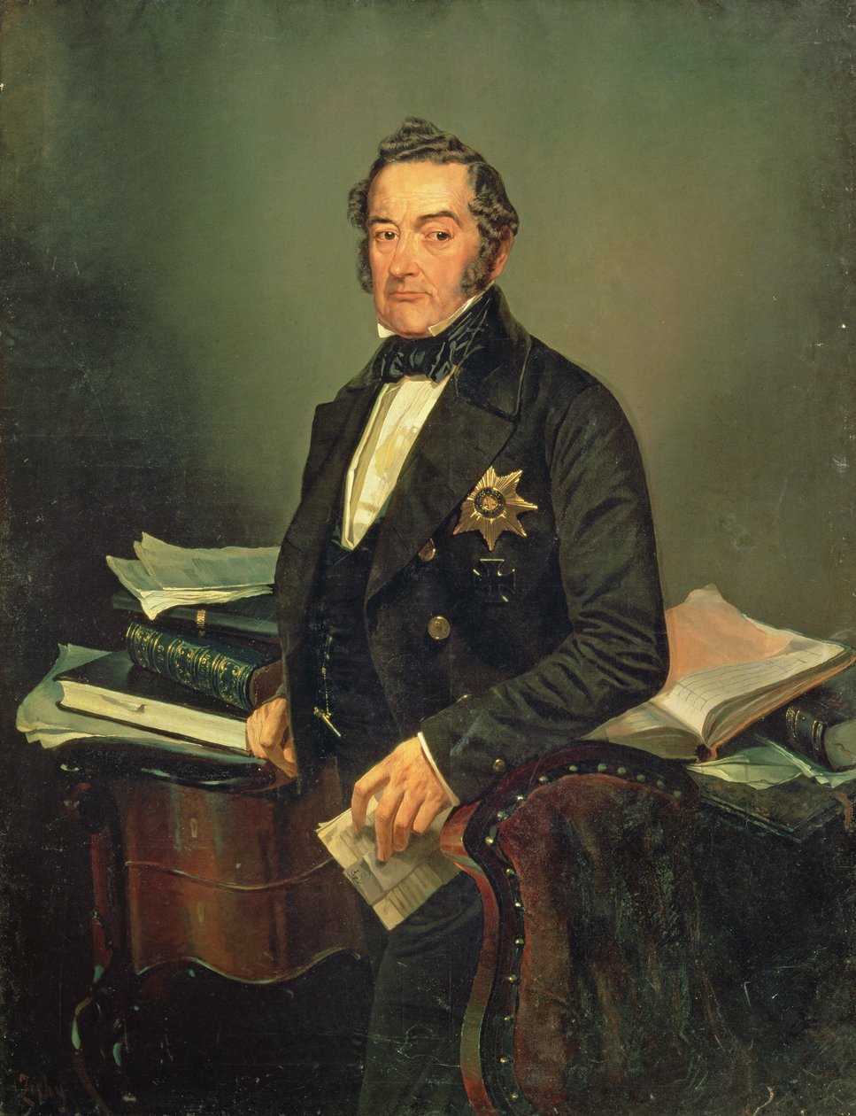 伊万·托尔斯泰参议员的肖像（1792-1854）（布面油画） 作者 Zichy的Mihaly