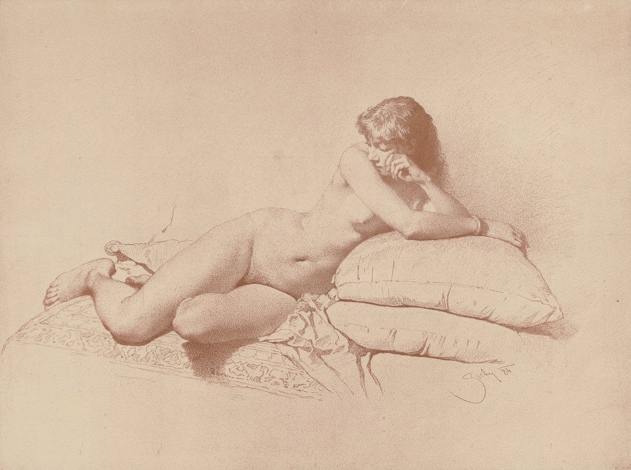 研究卧卧女性裸体，1885年 作者 Zichy的Mihaly