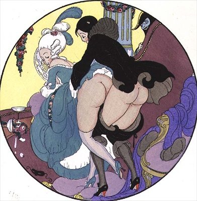 教师攻击他的学生，板块26来自《爱神的快乐》，1901年在莱比锡出版。1901年在莱比锡出版(日光版画) 作者 Zichy的Mihaly