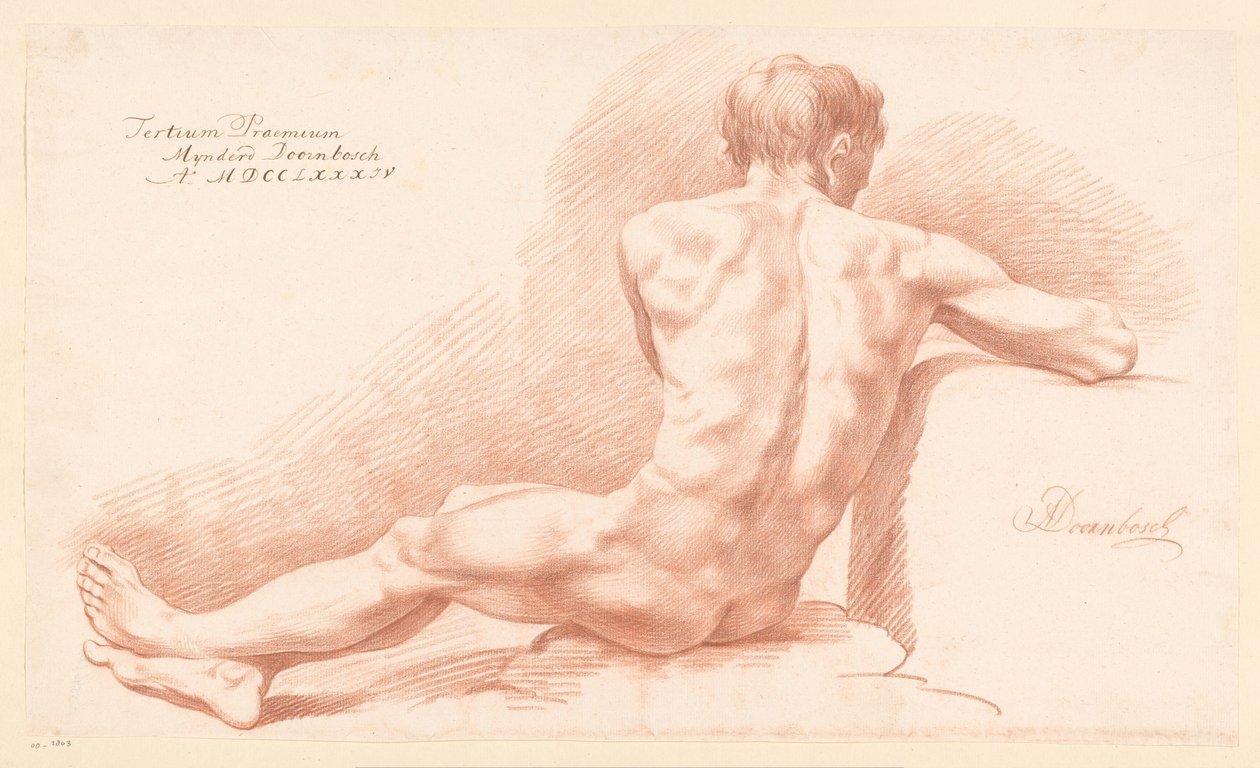 男性裸体坐像，从背后看（1784 年三等奖） 作者 米恩德·多恩博斯
