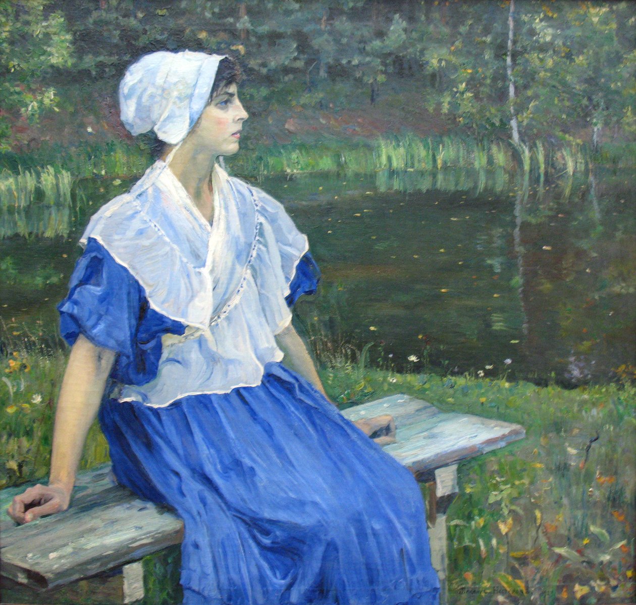 池塘里的女孩NM Nesterova的肖像，1923年德国：池塘里的女孩NM Nesterova的肖像，1923n：..，1923n 作者 米哈伊尔·瓦西里耶维奇·内斯特罗夫