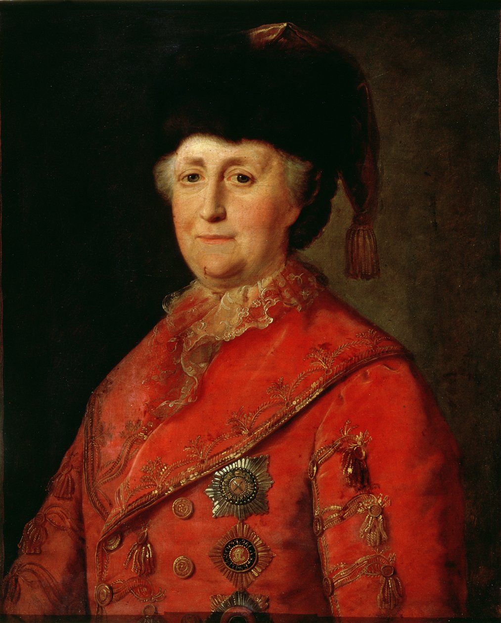 1787年，凯瑟琳二世大帝（1729-96）穿着旅行服装的肖像 作者 米哈伊尔·希巴诺夫（Mikhail Shibanov）