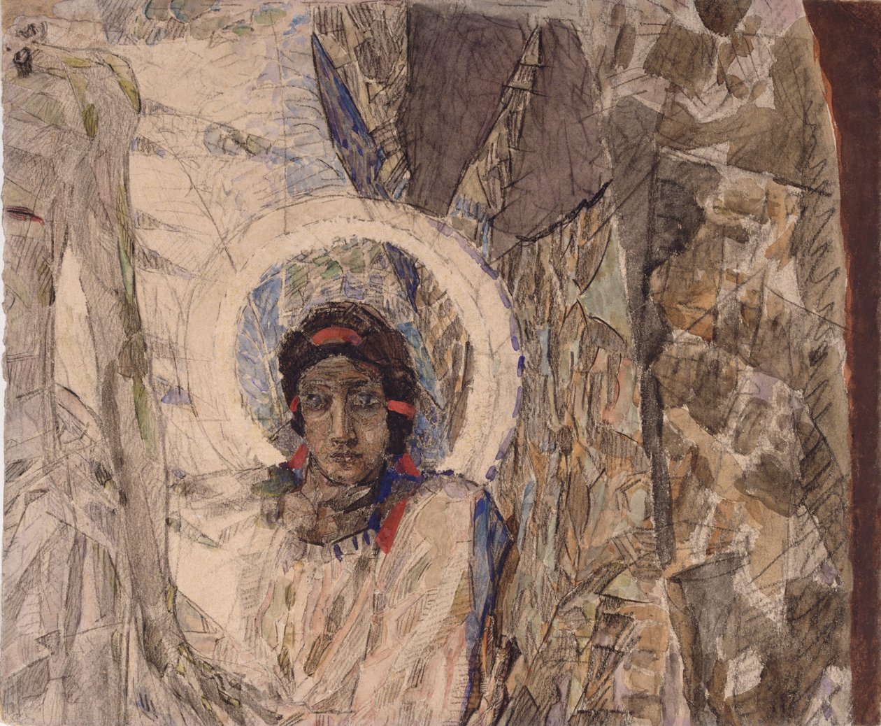 天使头，1887年 作者 米哈伊尔·亚历山德罗维奇·弗鲁贝尔