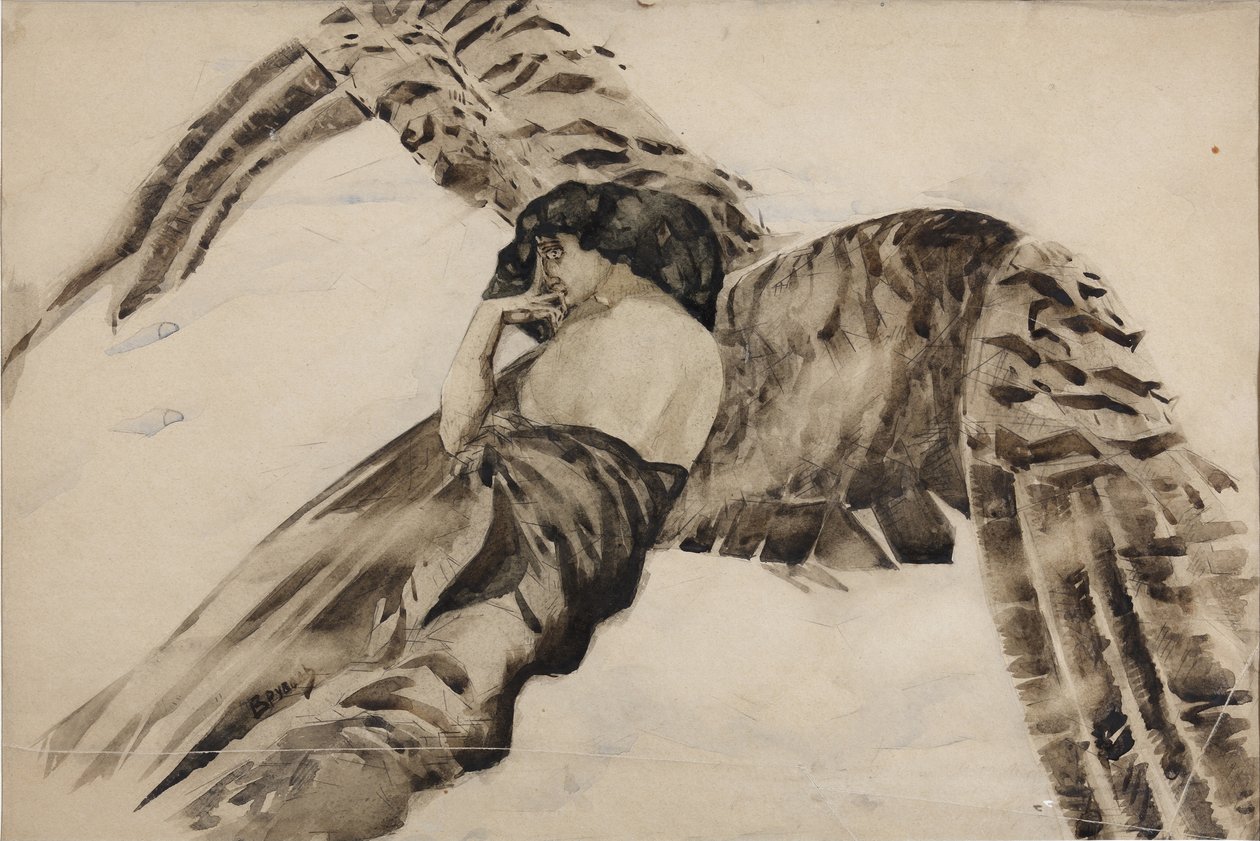 飞行的恶魔，1890-1891年 作者 米哈伊尔·亚历山德罗维奇·弗鲁贝尔