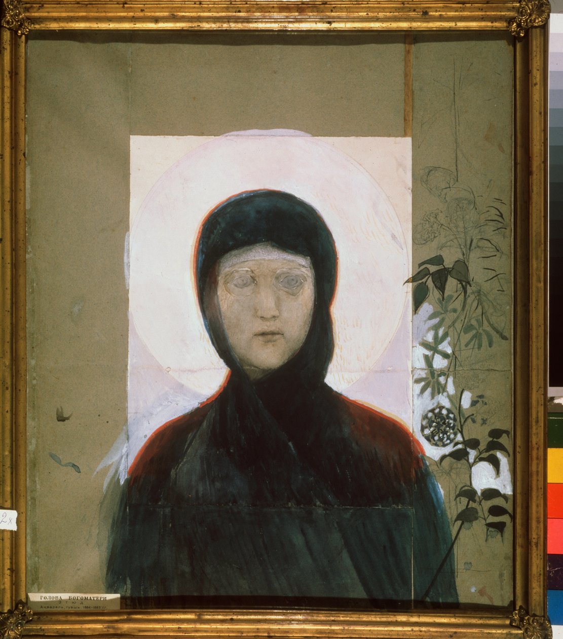 La Vierge（圣女）--Oeuvre de Mikhail Alexandrovich Vrubel (Vroubel) (1856-1910)，纸上水粉画 作者 米哈伊尔·亚历山德罗维奇·弗鲁贝尔