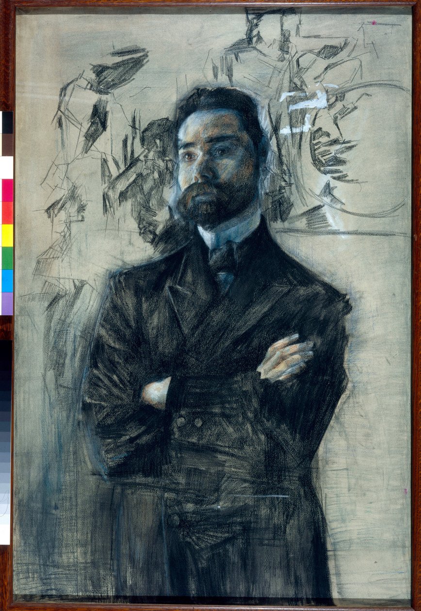 诗人 Valeri Iakovlevitch Brioussov（1873-1924 年）肖像 - Oeuvre de Mikhail Alexandrovich Vrubel (Vroubel) (1856-1910) 作者 米哈伊尔·亚历山德罗维奇·弗鲁贝尔