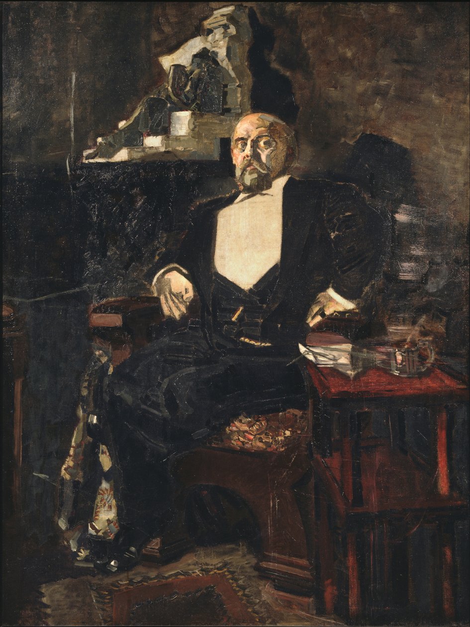 俄国第一位私人歌剧Savva Mamontov的创始人肖像1841-1918，1897年 作者 米哈伊尔·亚历山德罗维奇·弗鲁贝尔