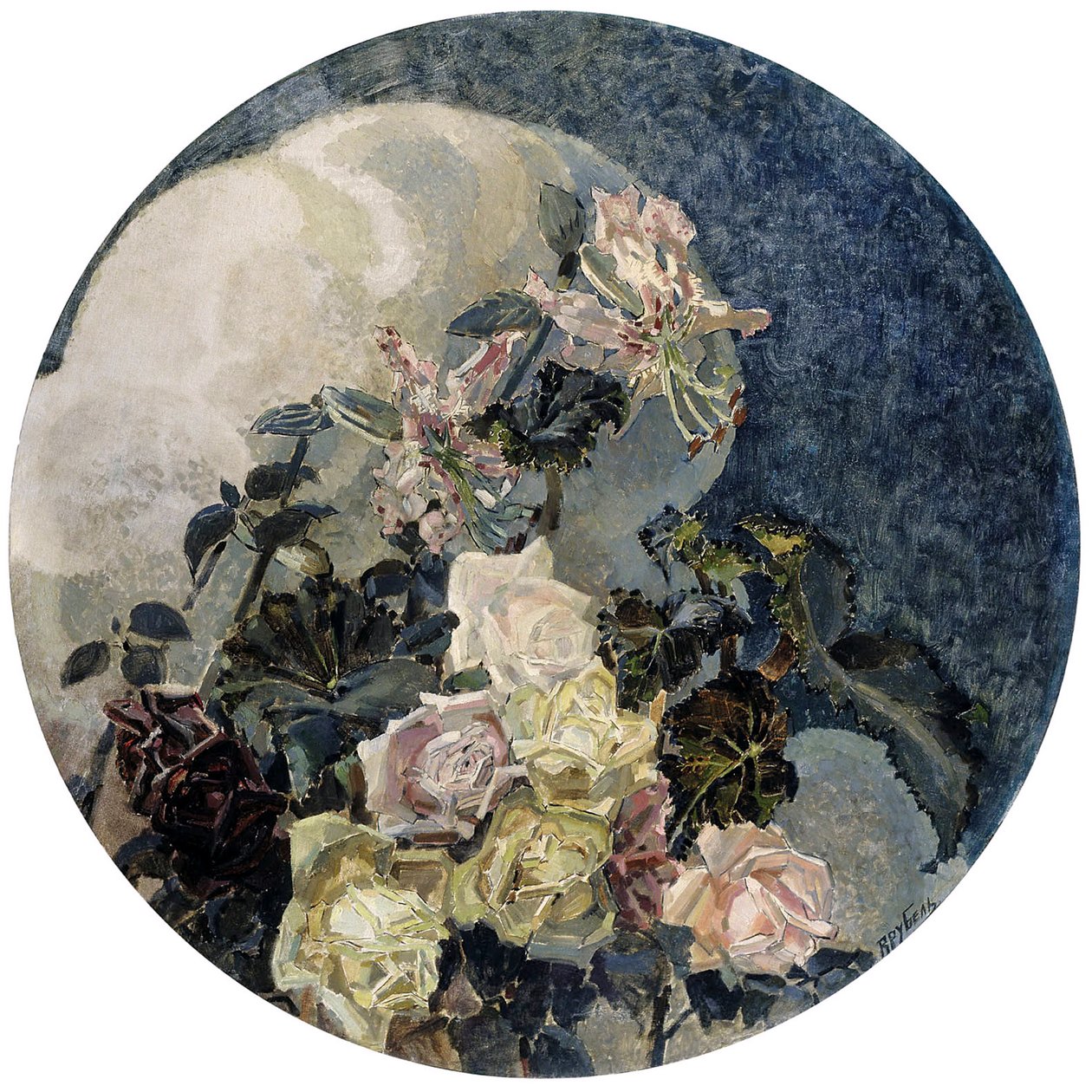 玫瑰与兰花，1894年。 作者 米哈伊尔·亚历山德罗维奇·弗鲁贝尔