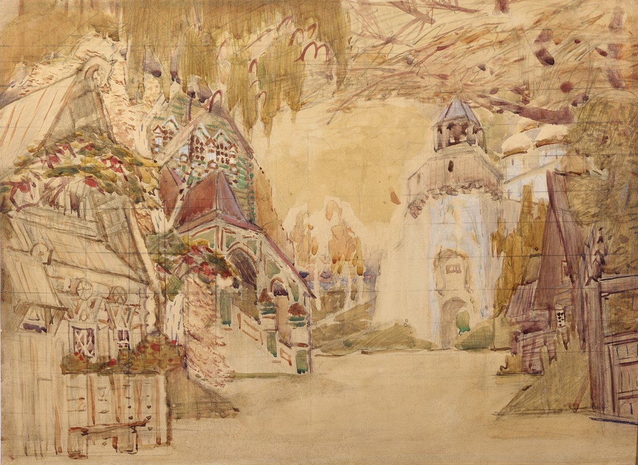 N. Rimsky-Korsakov的歌剧《沙皇新娘》的舞台设计，1899年 作者 米哈伊尔·亚历山德罗维奇·弗鲁贝尔