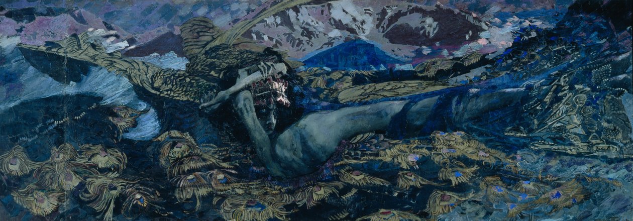 恶魔垂头丧气，1902年 作者 米哈伊尔·亚历山德罗维奇·弗鲁贝尔