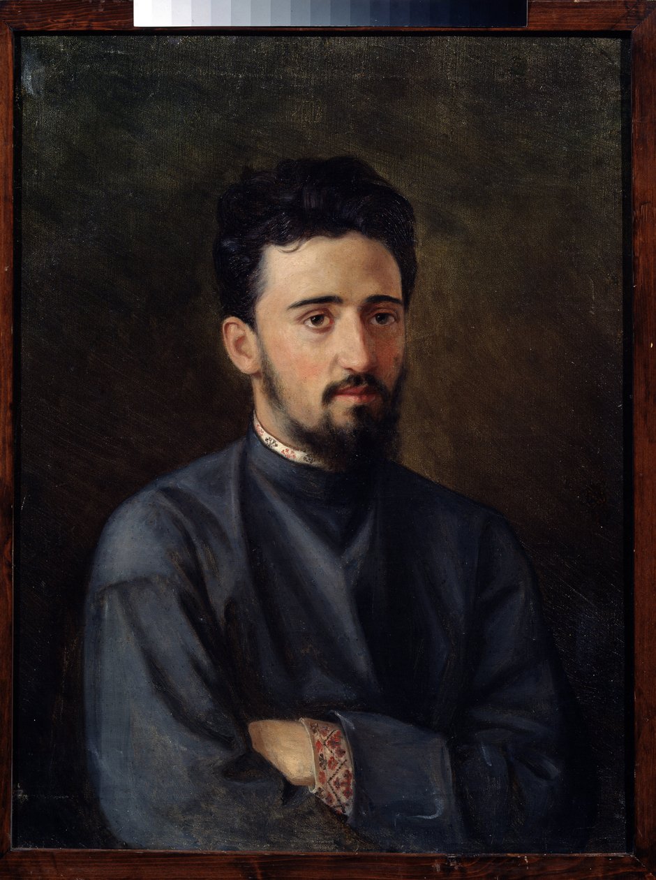 作家 V.M. Garshin（1855-1888 年）的肖像。Mikhail Georgievich Malyshev（1852-1914 年）的画作，布面油画 作者 米哈伊尔（Mikhail Georgievich）Malyshev