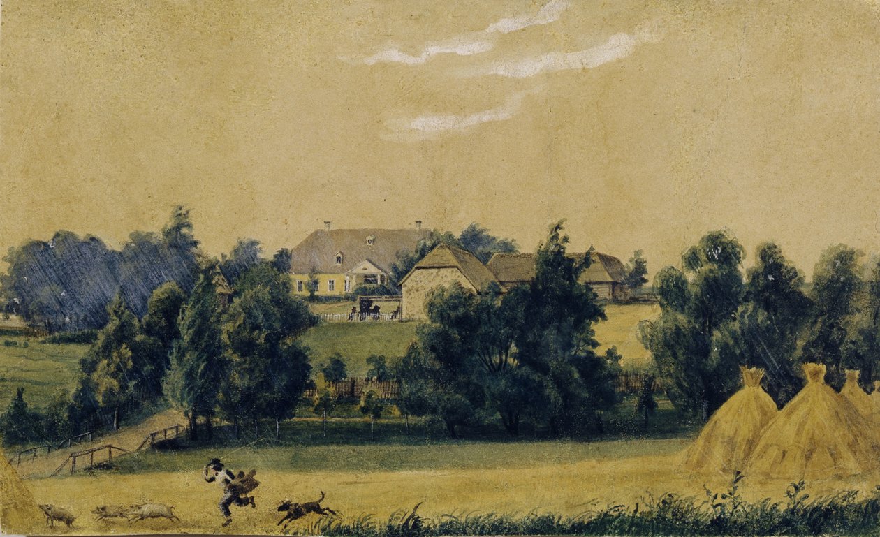 Priyutino庄园，1830年代 作者 米哈伊尔·伊万诺维奇·列别杰夫（Mikhail Ivanovich Lebedev）