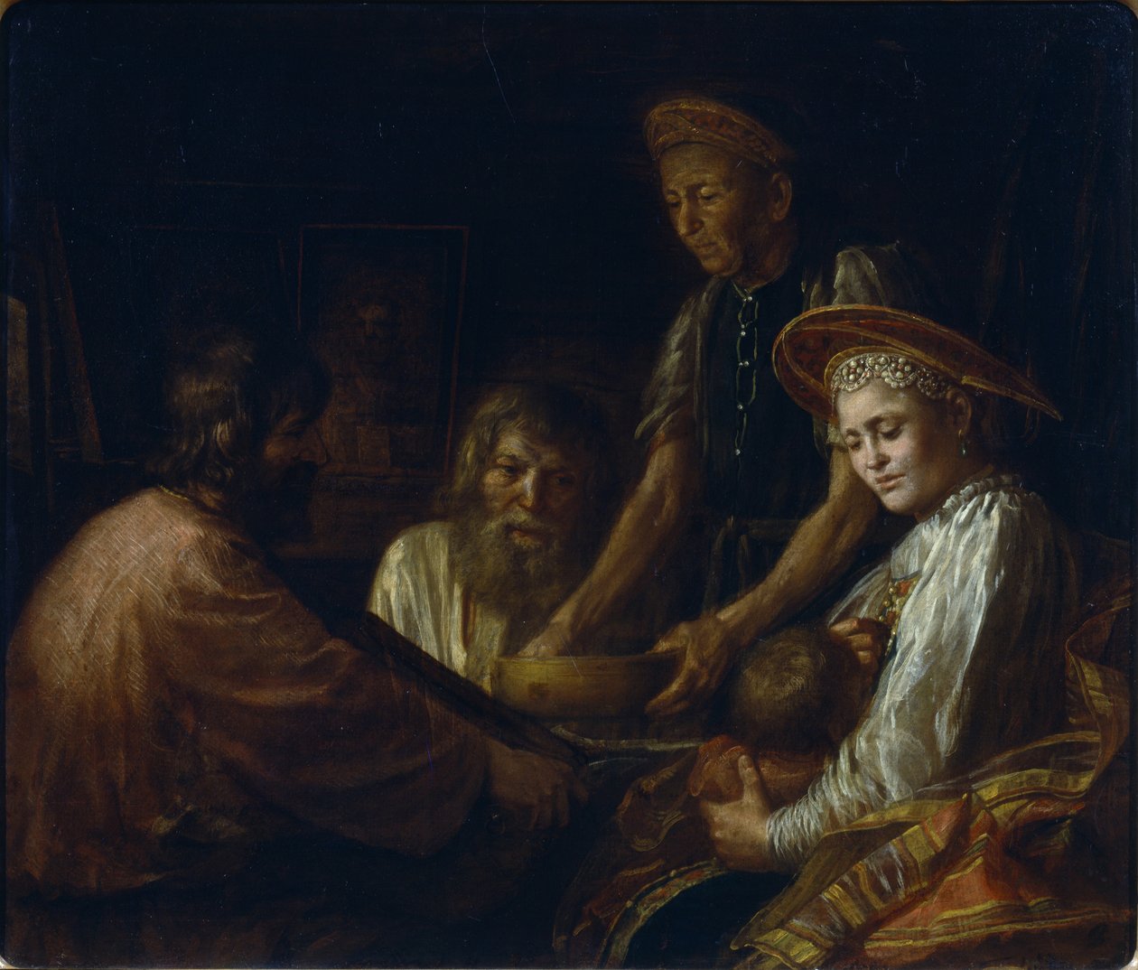农民餐，1774年 作者 米哈伊尔·希巴诺夫（Mikhail Shibanov）