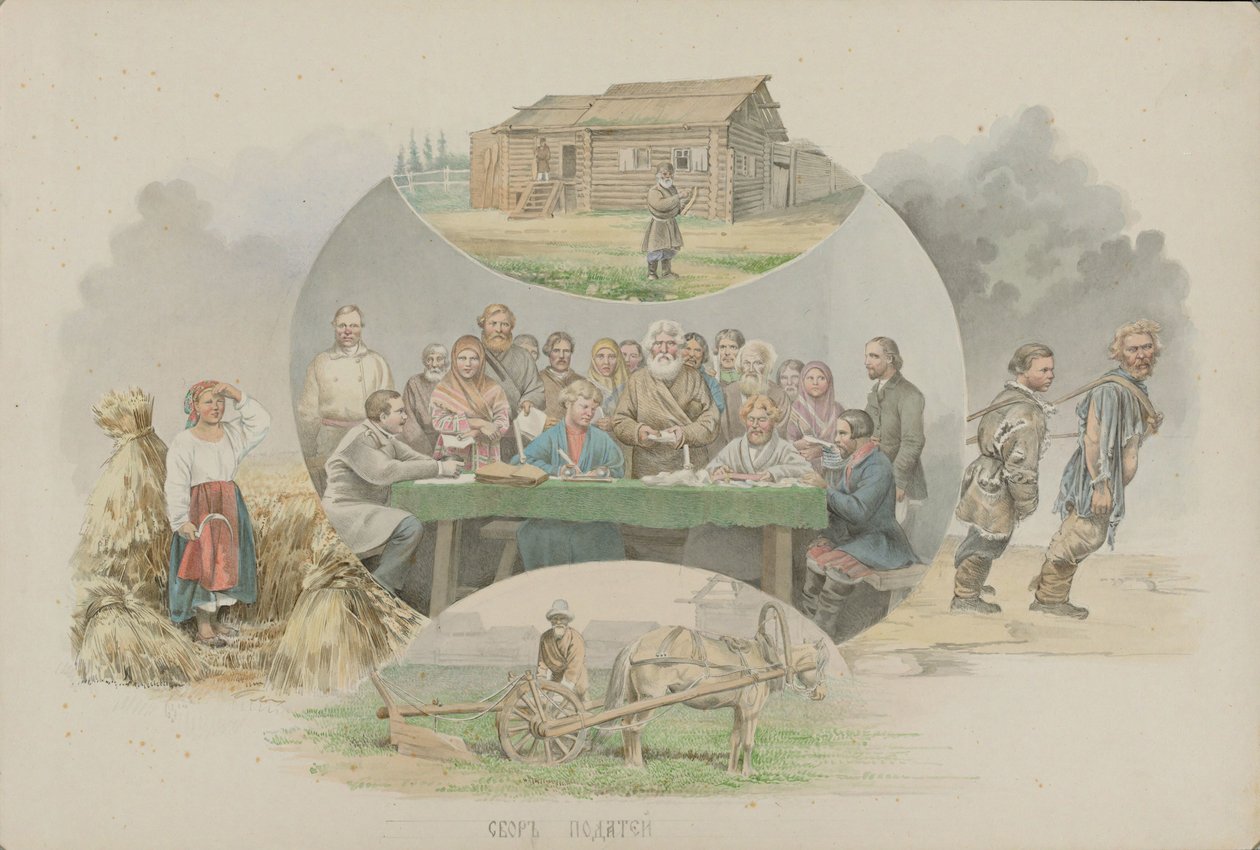 征税，1862年。 作者 米哈伊尔·斯蒂潘诺维奇·兹纳姆斯基