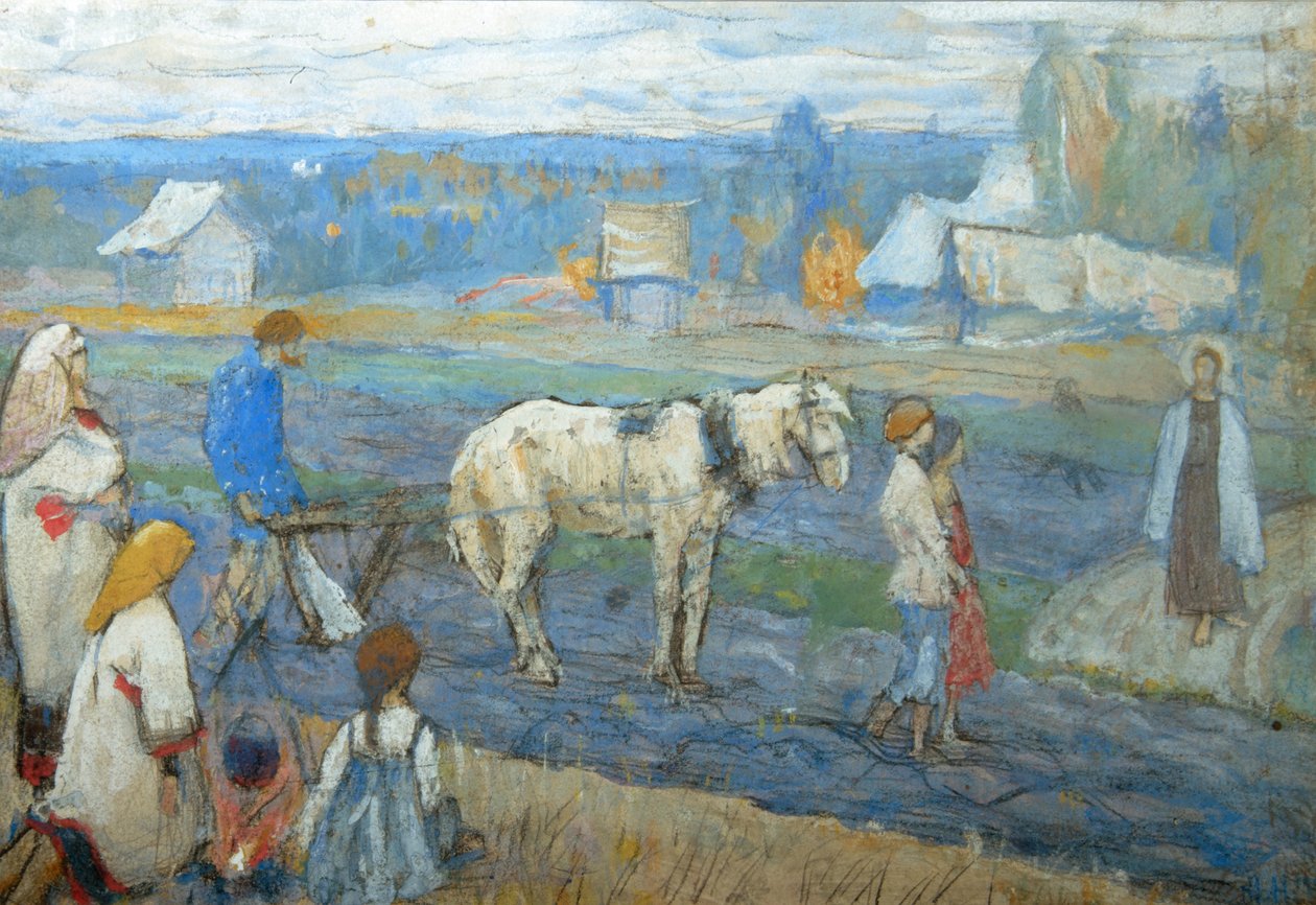 在野外，1911年 作者 米哈伊尔·瓦西里耶维奇·内斯特罗夫