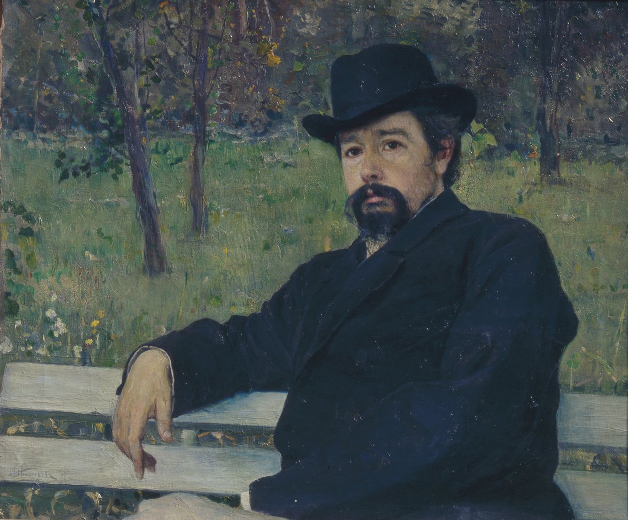 画家Nikolai Alexandrovich Yaroshenko的肖像1846-1898，1897年 作者 米哈伊尔·瓦西里耶维奇·内斯特罗夫