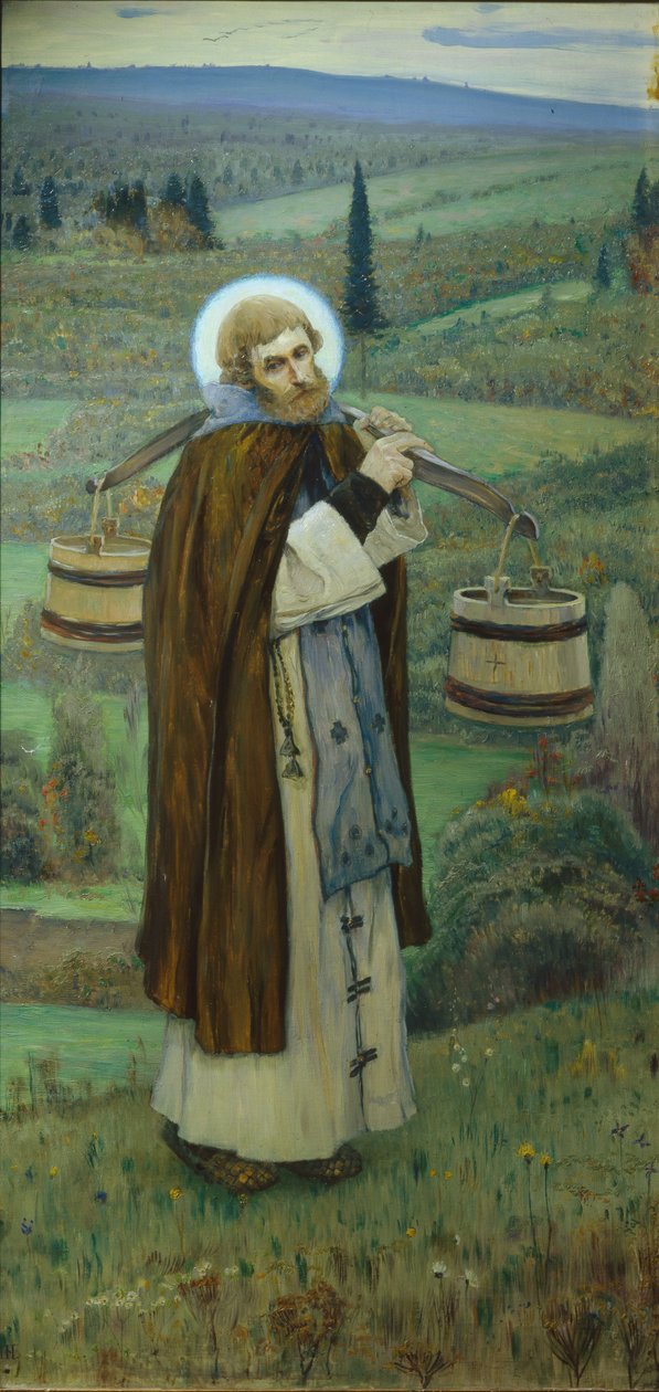 Saint Sergius劳动三联画，左部分，1896年 作者 米哈伊尔·瓦西里耶维奇·内斯特罗夫