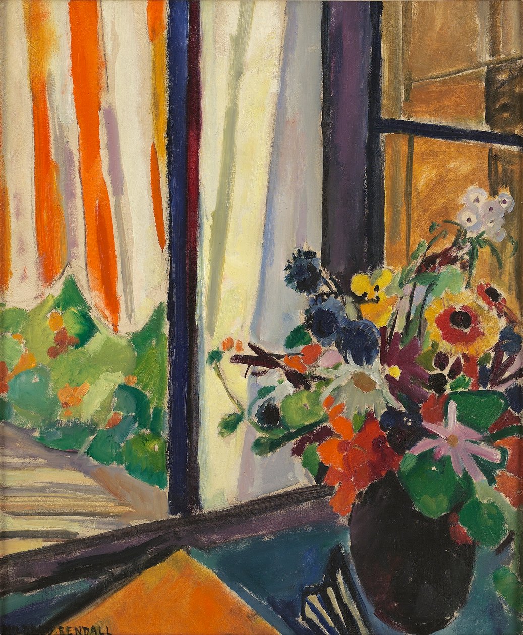 在窗口前的花，c.1930 作者 米尔德雷德·本德尔（Mildred Bendall）