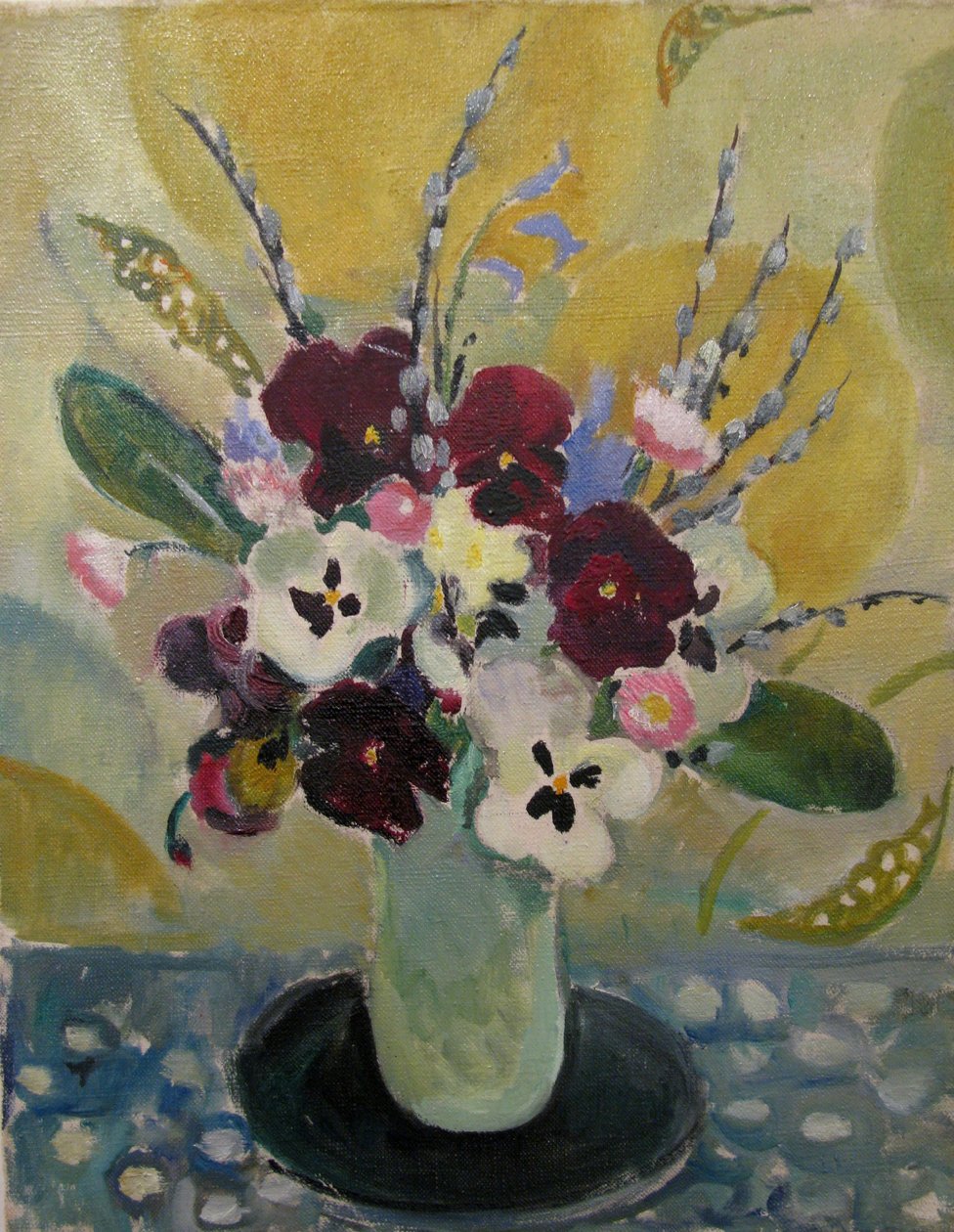 静物与紫罗兰，c.1930 作者 米尔德雷德·本德尔（Mildred Bendall）