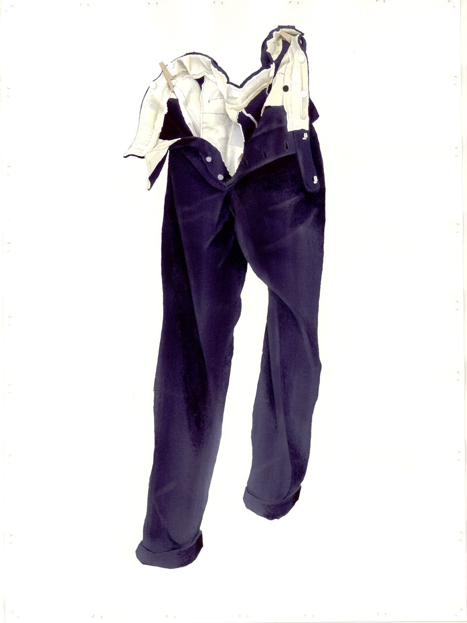 蓝色灯芯绒长裤（Humphrey）2004（wc在纸上） 作者 迈尔斯当代艺术家Thistlethwaite