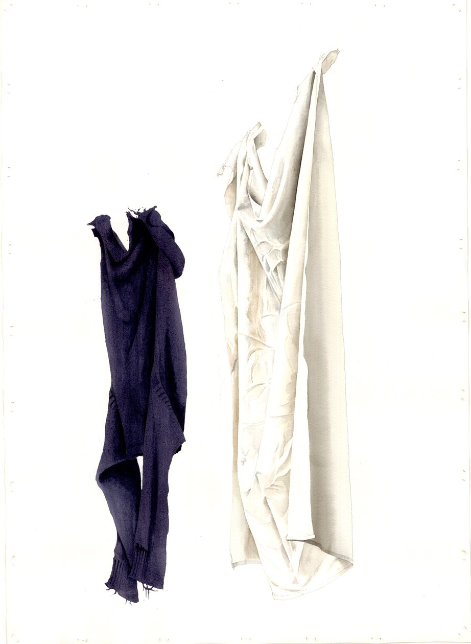 Cot Sheet和Old Guernsey，2004（wc on paper） 作者 迈尔斯当代艺术家Thistlethwaite