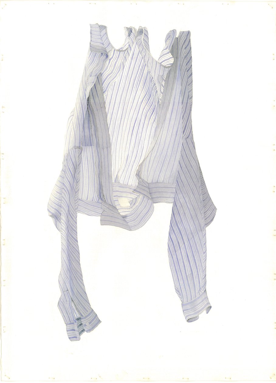 条纹蓝色衬衫在微风中，2004年（纸上wc） 作者 迈尔斯当代艺术家Thistlethwaite