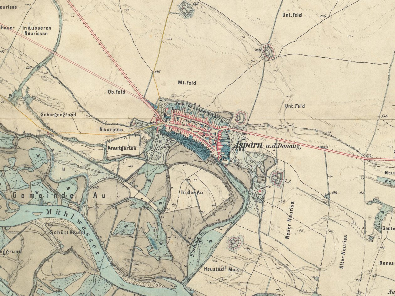 1873年维也纳附近的Aspern地图 作者 军事地理学院奥地利匈牙利君主制