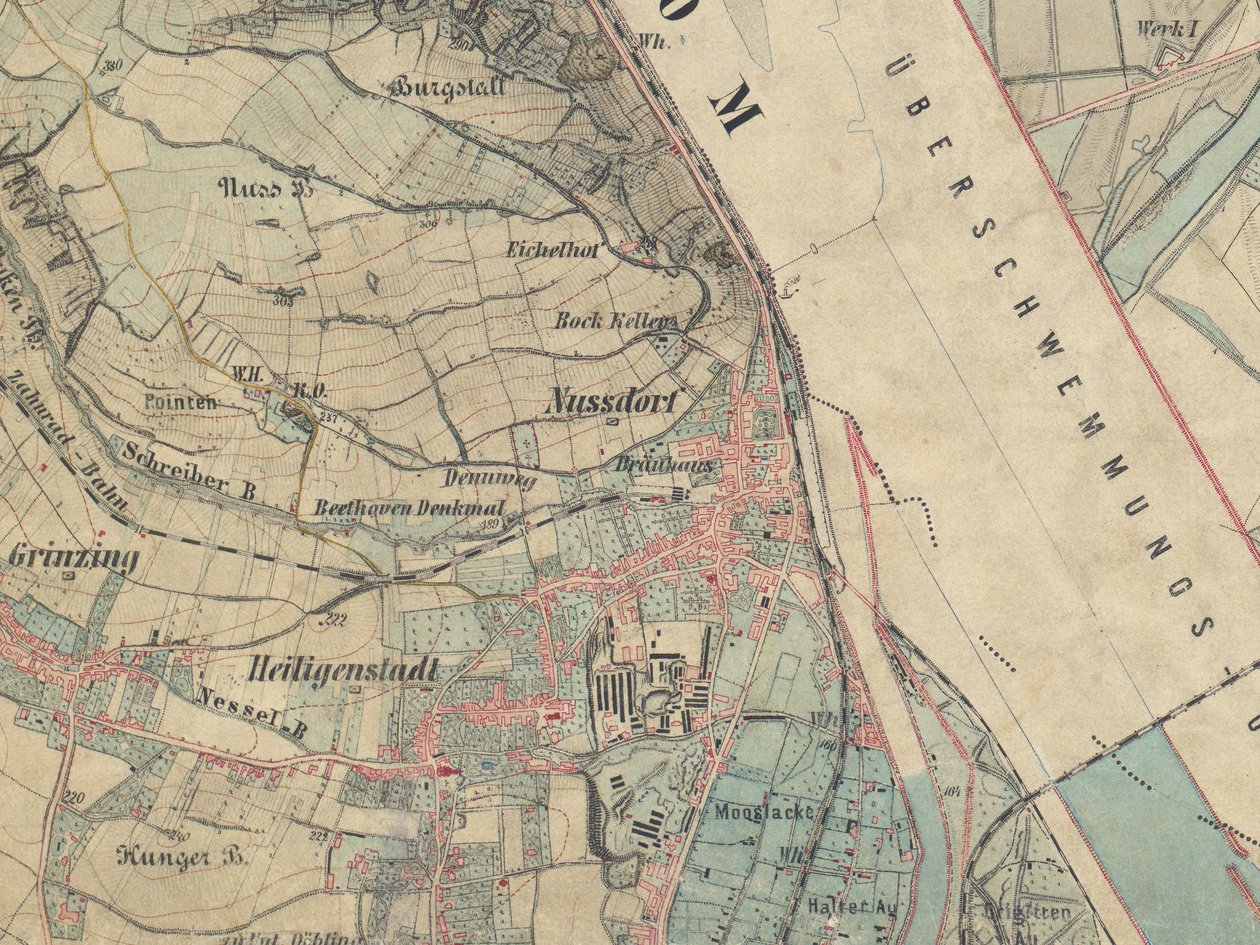 维也纳附近的Nussdorf地图，1872年 作者 军事地理学院奥地利匈牙利君主制