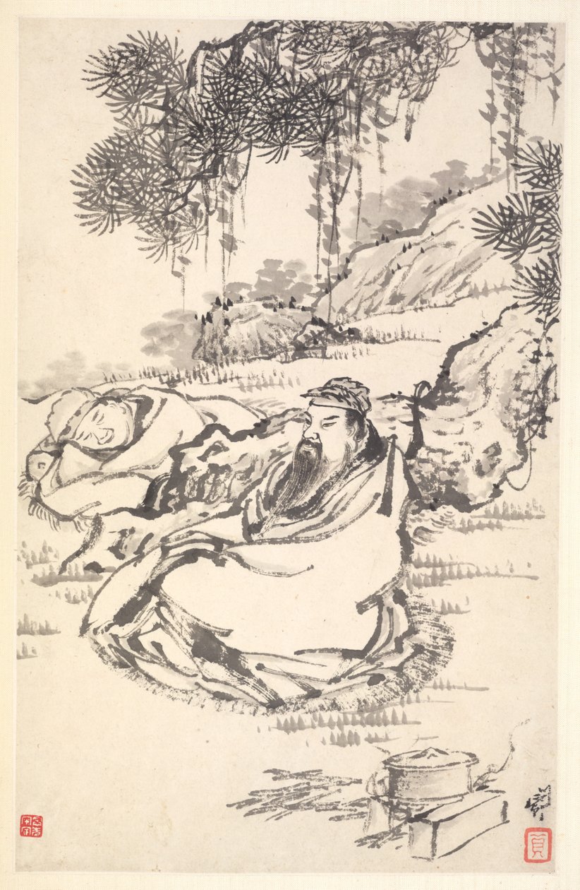 陆彤和仆人，1788年。 作者 敏珍