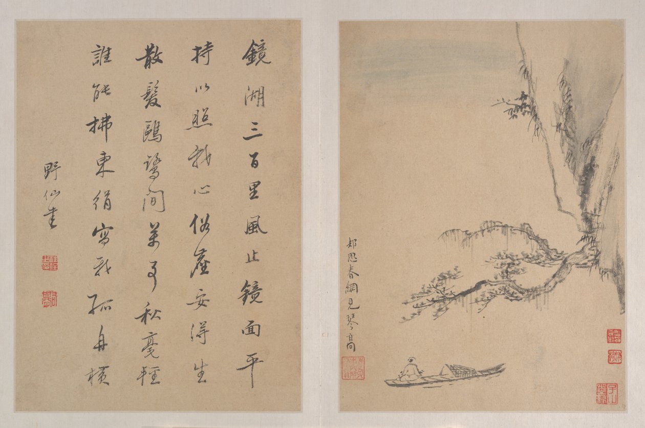 风景，1688 年（十幅画的画册；纸本水墨画） 作者 