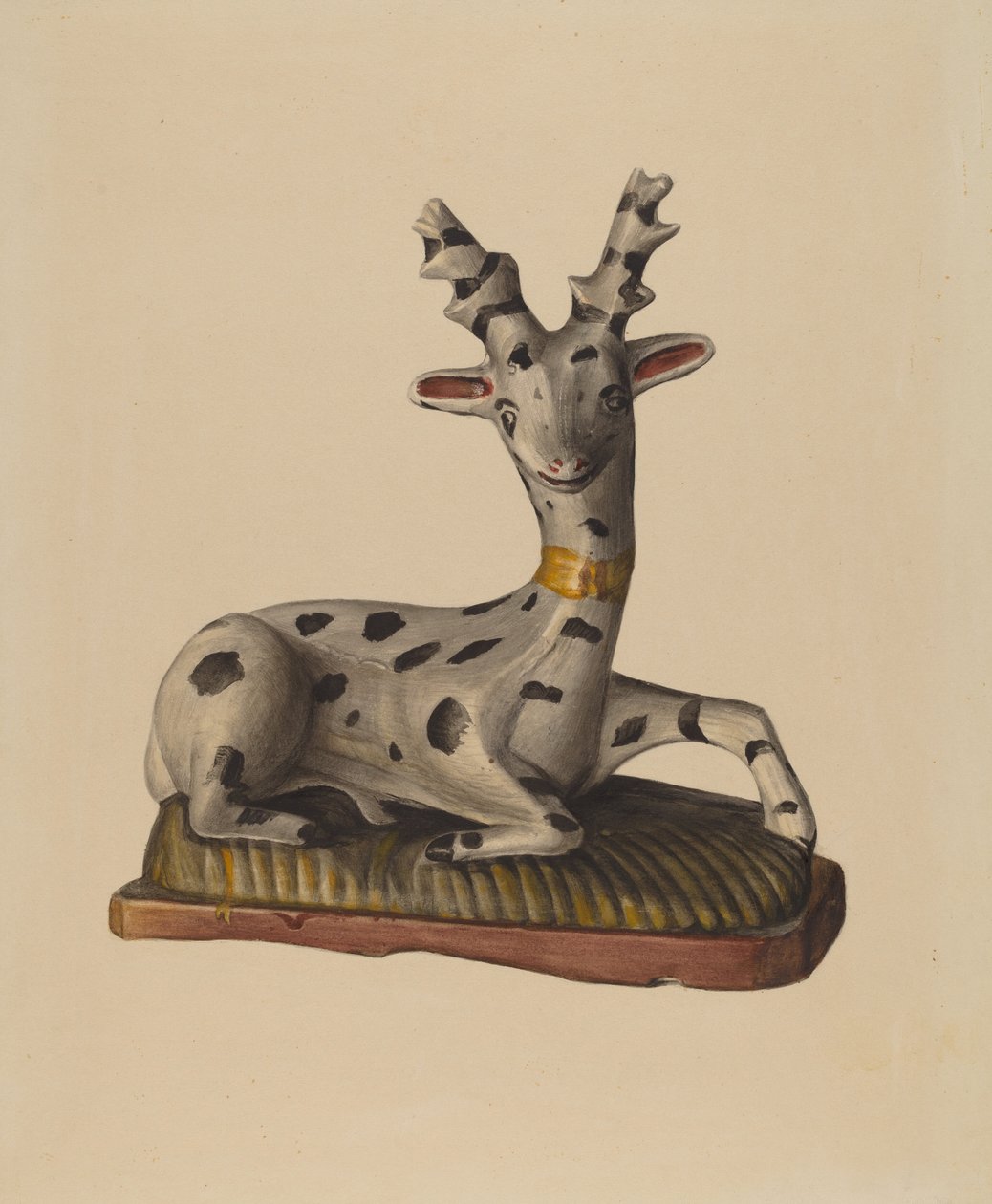 粉笔鹿，约 1938 年（水彩画） 作者 米娜·洛瑞