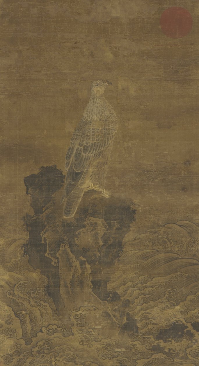 Peregrine on the Rocks in a Waves，c.1500 作者 明代中文学校