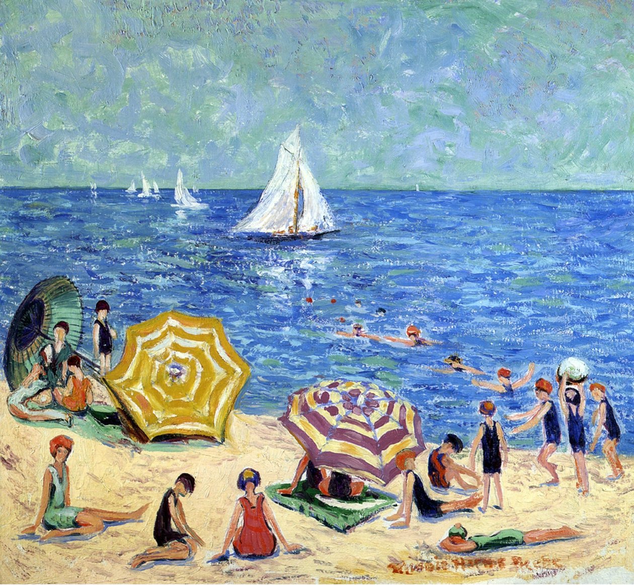 橡树海滩，c.1914 作者 米妮·哈姆斯Neebe