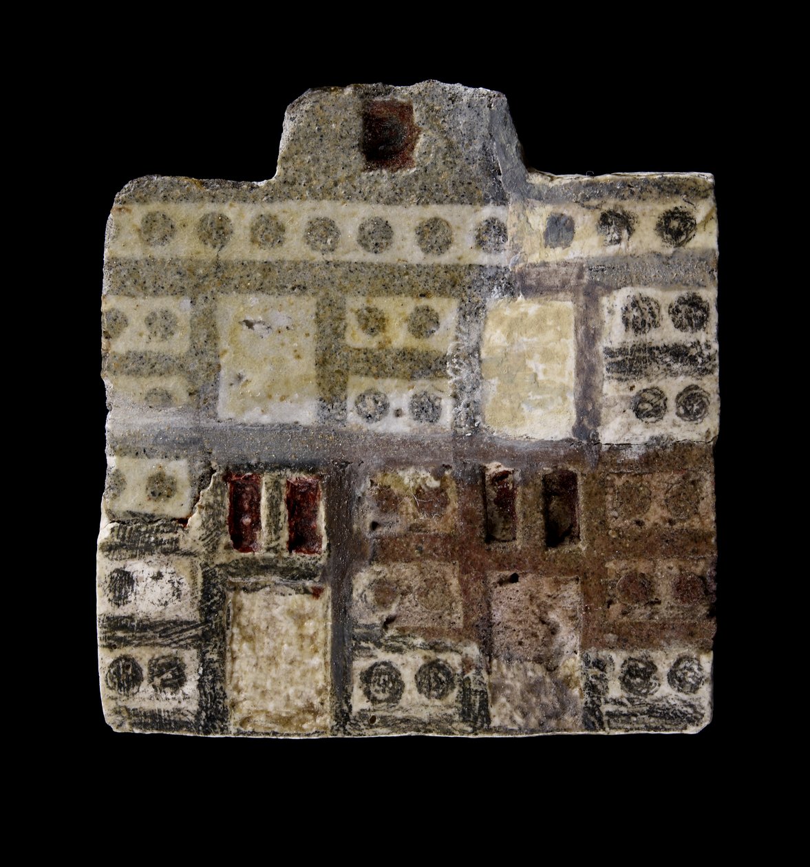 Faience inlayplaque描绘了一座两层楼的房子，Midino Minoan IIIA Period，c.1800-c.1750 BC（faience und plaster） 作者 美浓