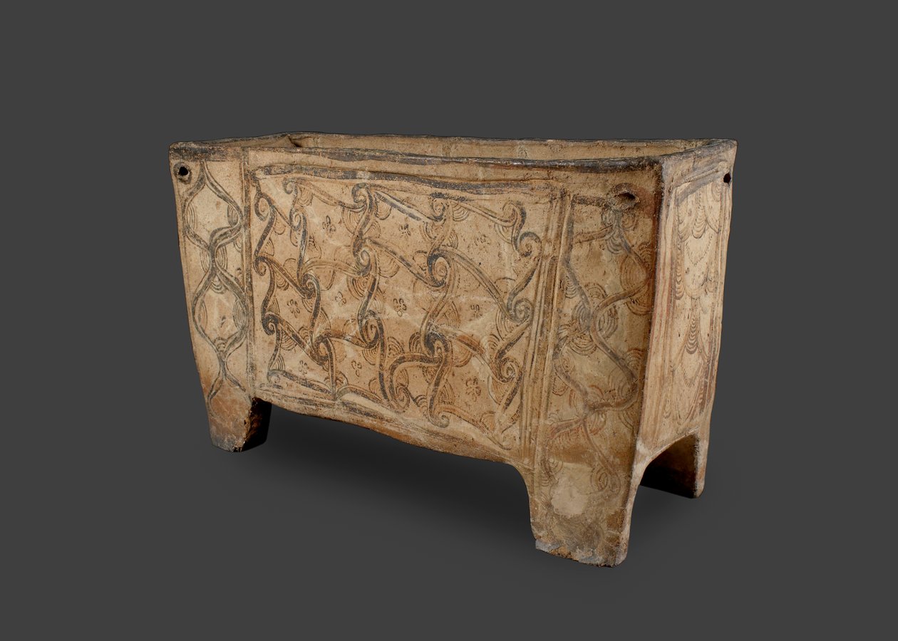 彩绘棺材，克诺索，克里特岛，公元前1500年（彩绘陶器）（前面见115742和419817） 作者 美浓