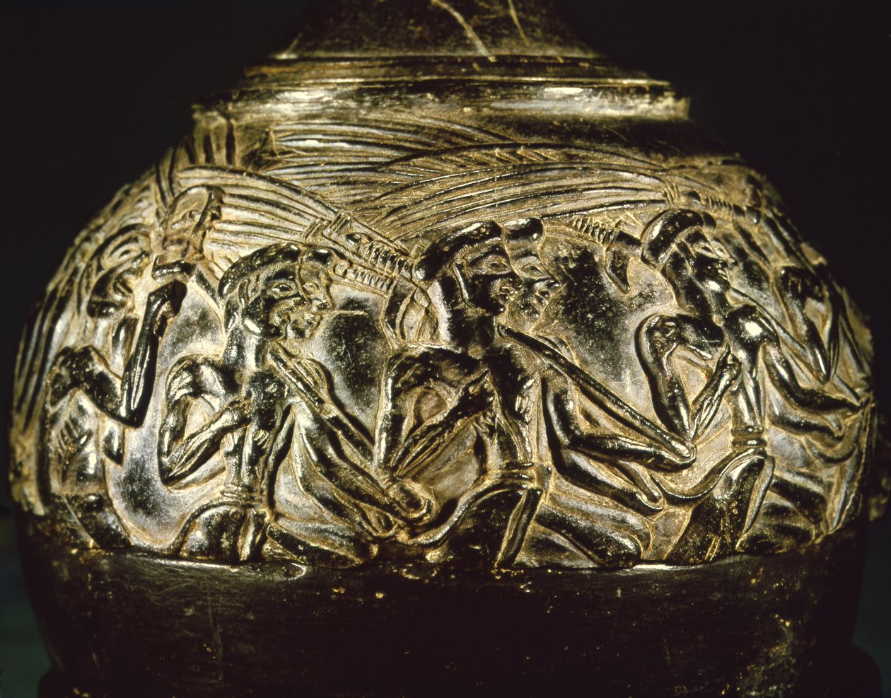 收割者的花瓶，来自Hagia Triada，约公元前1550-1500年（硬石）。 作者 美浓
