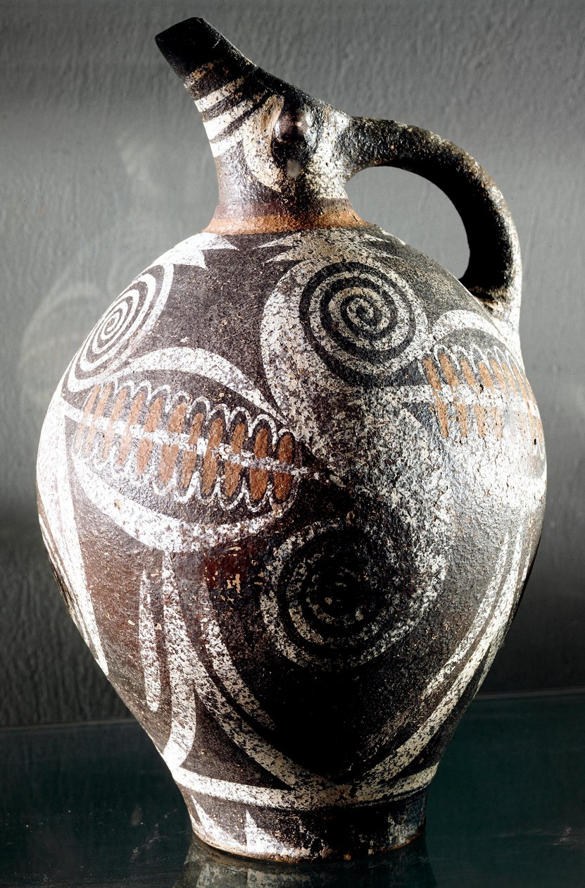 Minoan art: ceramic jug decoree of polychrome drawings. From Phaestos (Phaistos or Festo). Dim. 27 cm Archaeological Museum, Heraklion, Crete 作者 美浓
