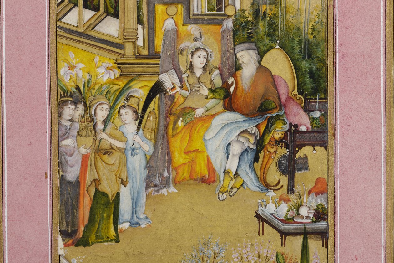 详细信息来自所罗门和示巴女王，1760年（纸上不透明的黄金和黄金） 作者 我卡兰汗