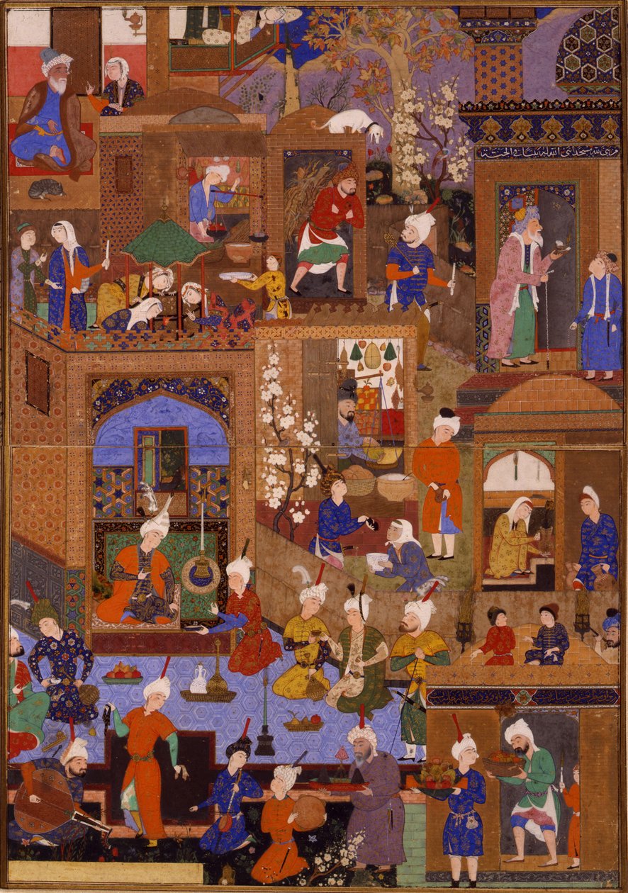 在城市的夜晚，可能是插图手稿中的对开本，约1540年 作者 对我说SayyidAli