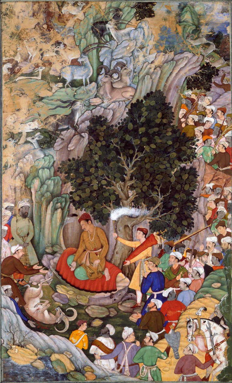 1578 年，阿克巴下令停止屠杀，约 1595 年（纸面水粉画） 作者 米斯金 米斯金