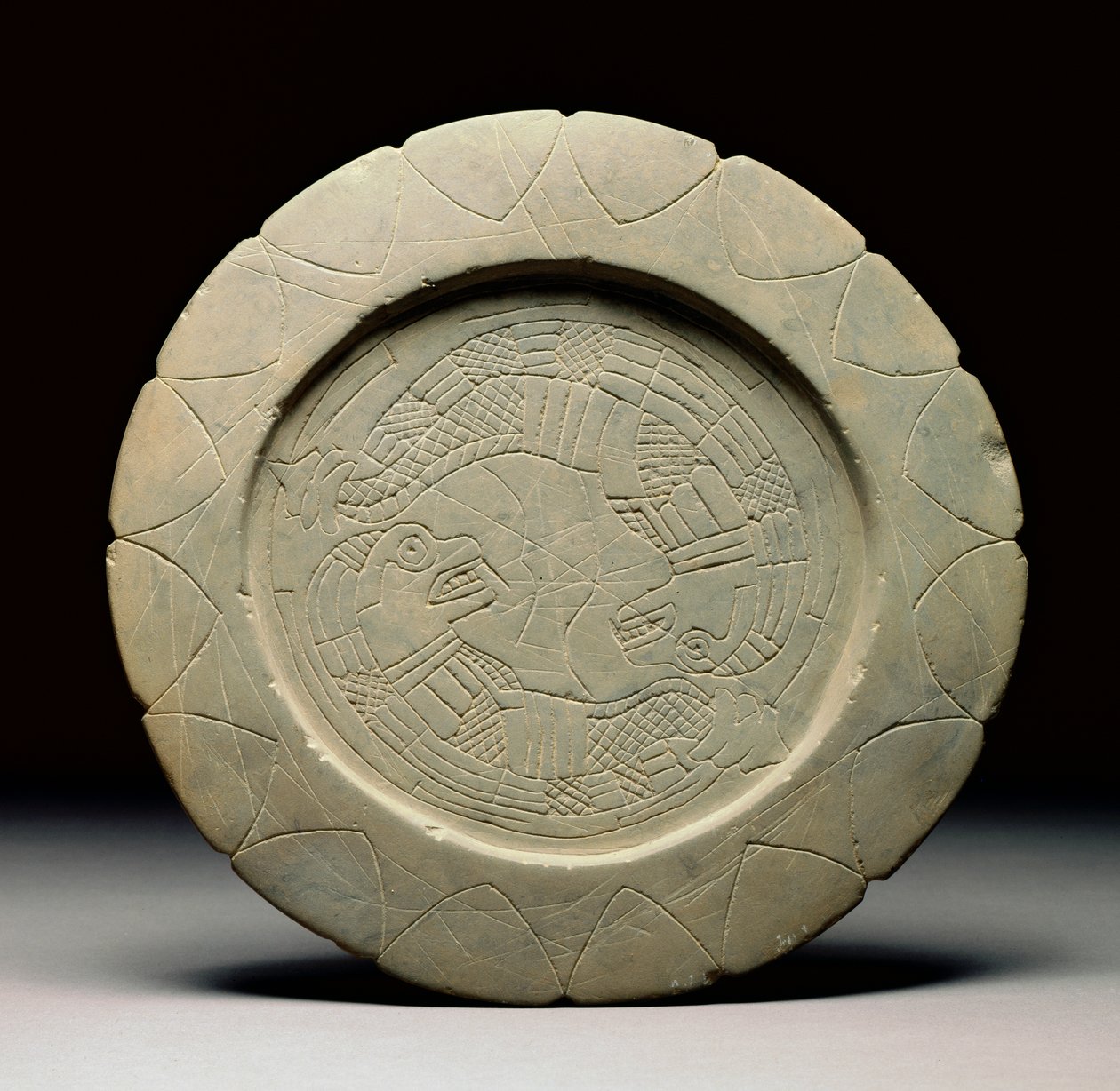 调色板石，Moundville，1200-1500（另见422911） 作者 密西西比文化