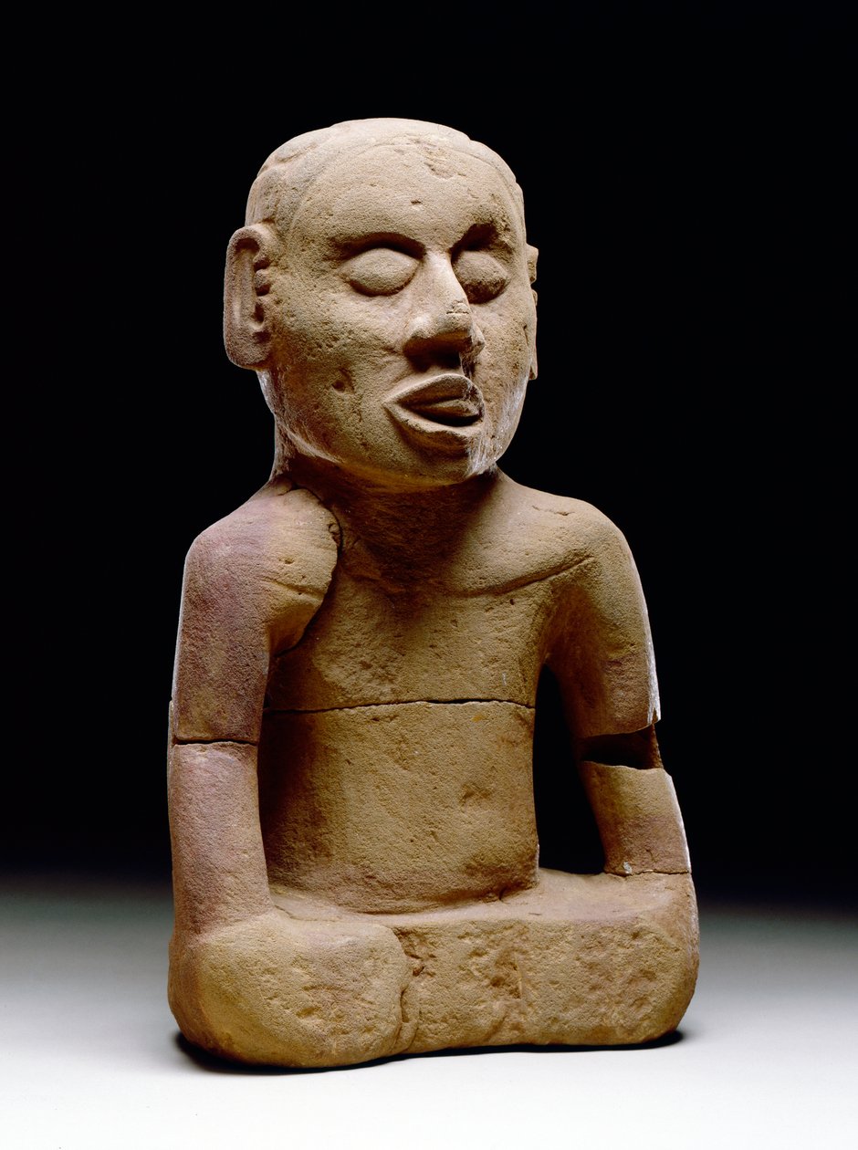 坐着的男性人物，1200-1450（砂岩） 作者 密西西比文化